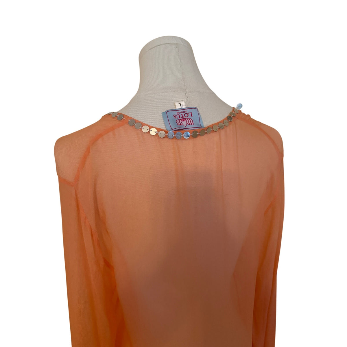 Lotus Swim Peach Coverup w/Silver Pailettes - Large