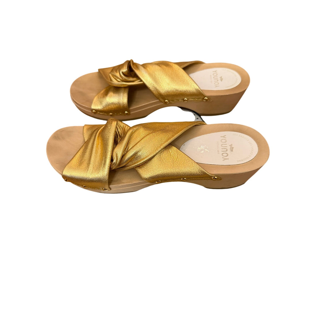 YouYou Depuis 1803 Gold Metallic Leather Knot Clog Mule EU 38/ US 8