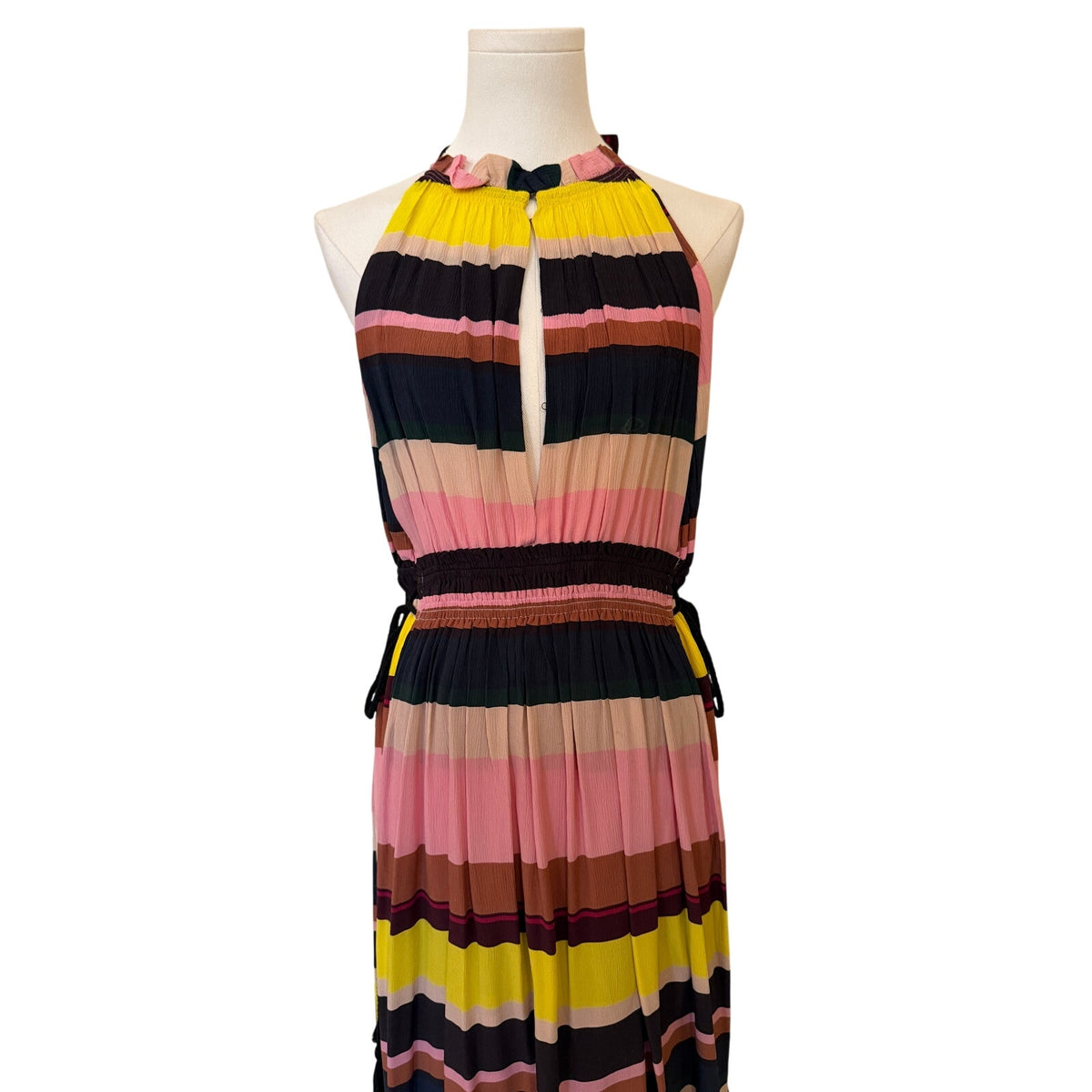 Apiece Apart NY La Rose Silk Striped Yellow Pink Black Dress - 4
