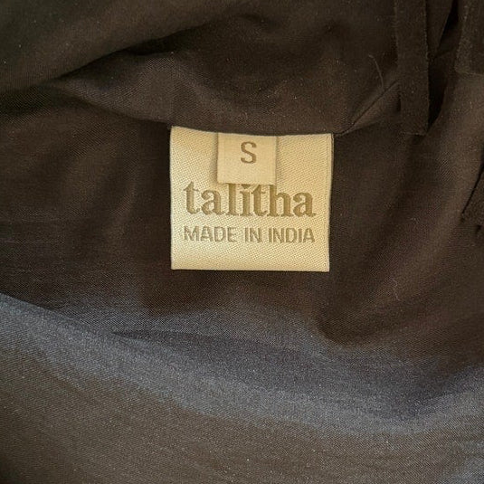 Talitha Black Suede Fringe Tunic with Embroidery Blouse Small