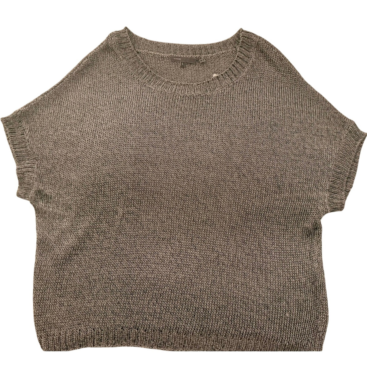 Vince Silver Metallic Knit Sleeveless Crewneck Top L