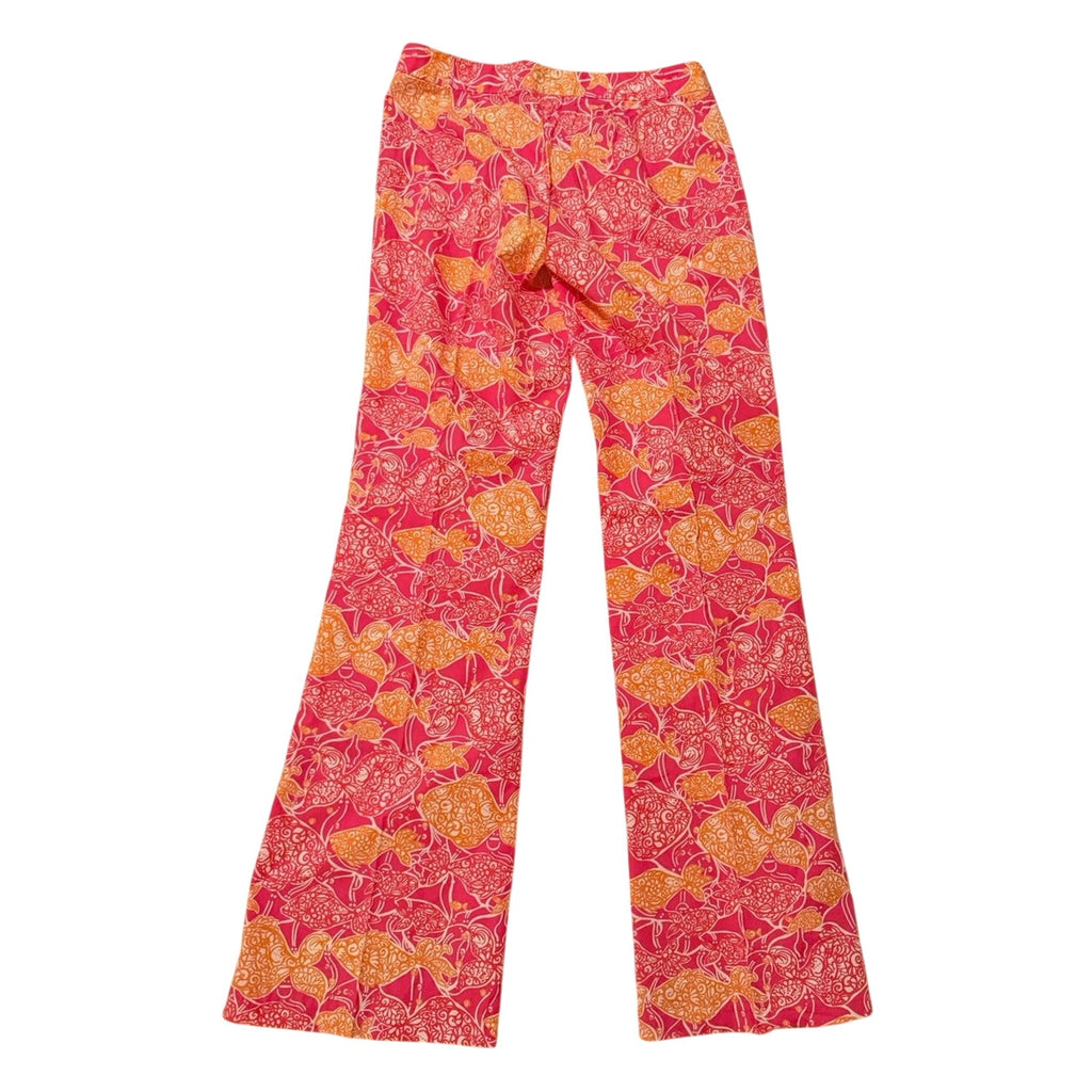 Lilly Pulitzer Pink Orange Fish Print Cotton Pants Size 0