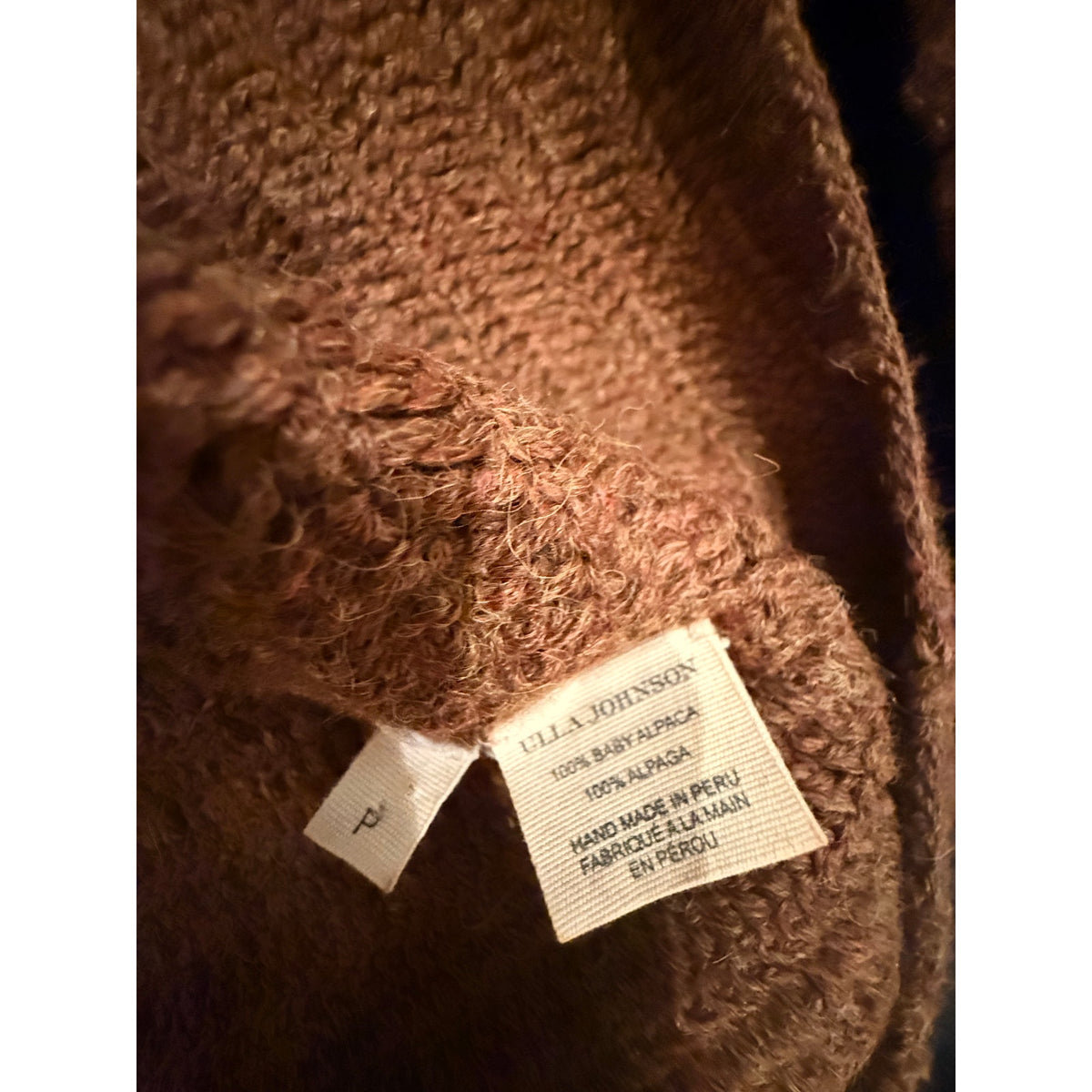 Ulla Johnson Alpaca Fringe Knit Sweater – Brown – Size P