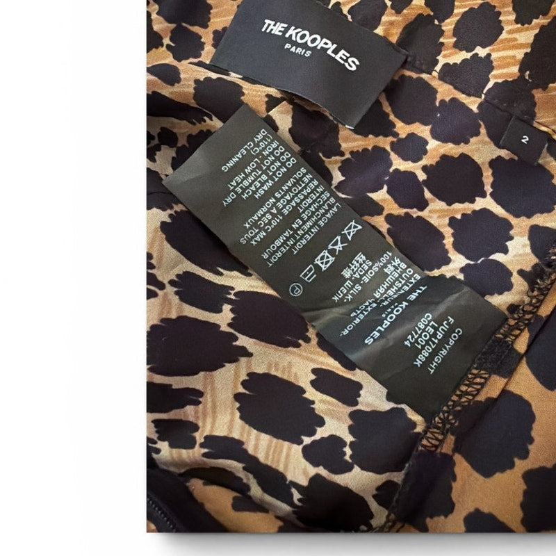 The Kooples Leopard Print Gathered Midi Skirt Size 2