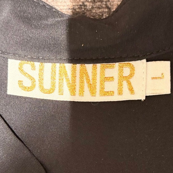 Sunner Black Sleeveless Collared Wide-Leg Jumpsuit - Large