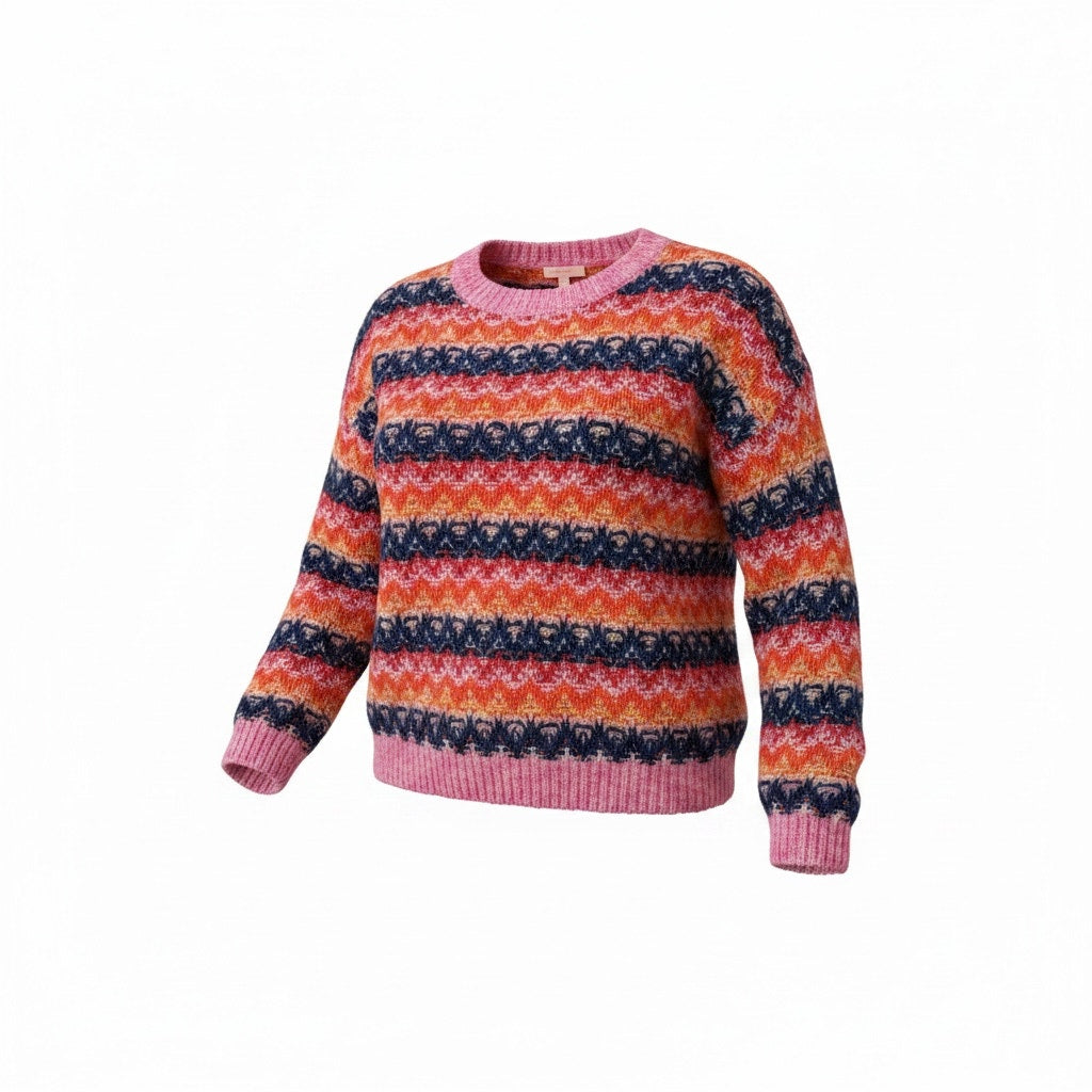 Lisa Todd Sweater Stripe Pink Red Orange White ala Anderson Bell Size Small