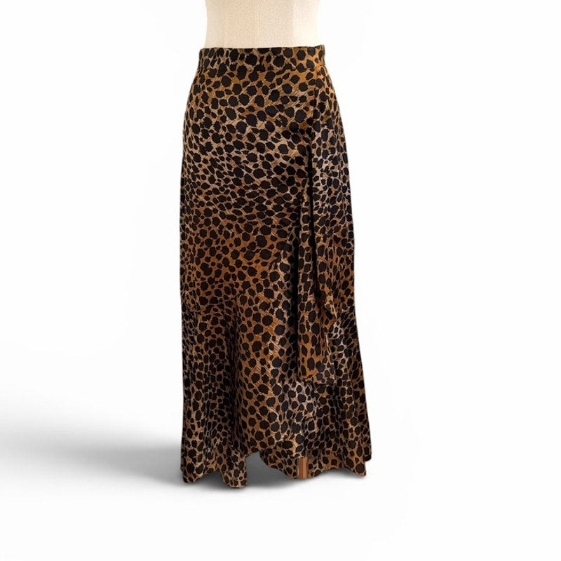 The Kooples Leopard Print Gathered Midi Skirt Size 2