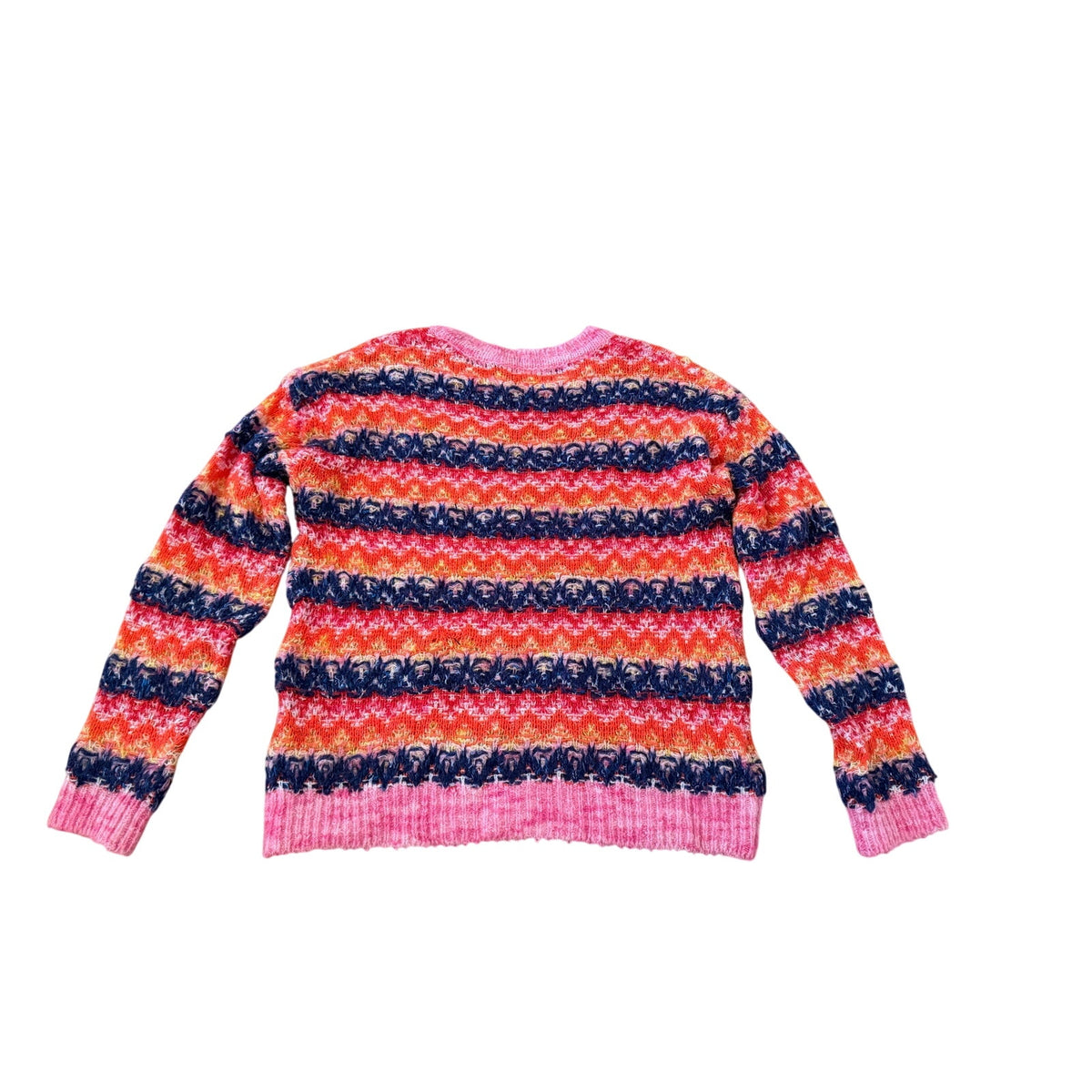 Lisa Todd Sweater Stripe Pink Red Orange White ala Anderson Bell Size Small
