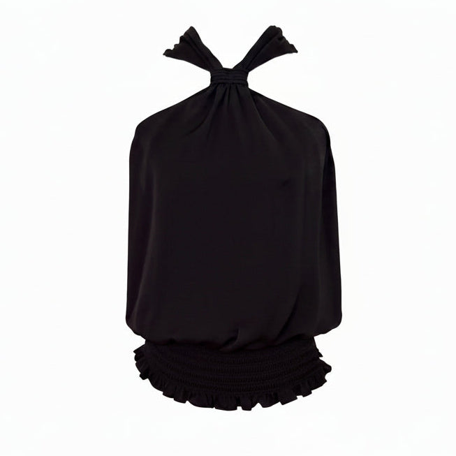Ramy Brook New York Black Smock Waist Top - S/P
