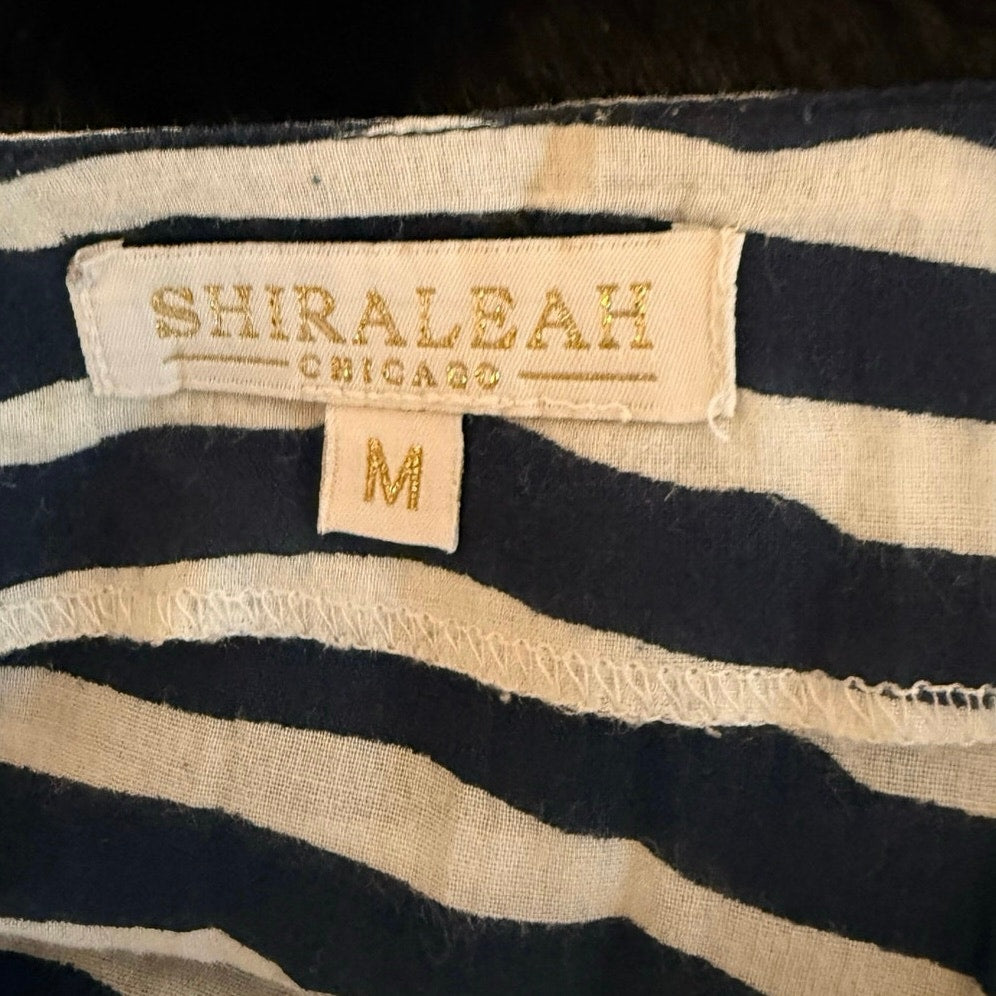 Shiraleah Navy & White Cotton Lawn Colorblock Striped Dress M