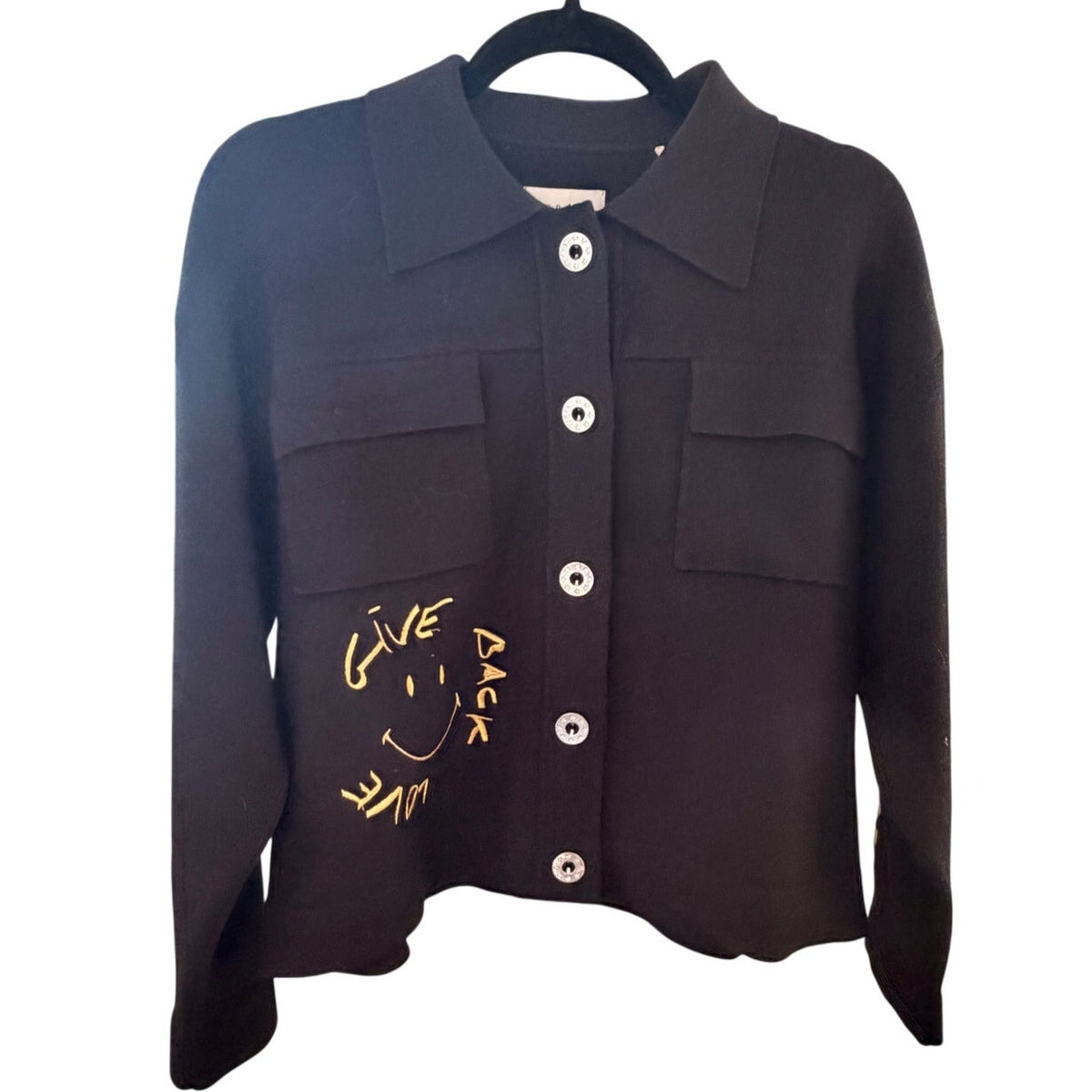 Sandro Paris x Smiley Originals Give Back Love Cropped Cardigan - Size M