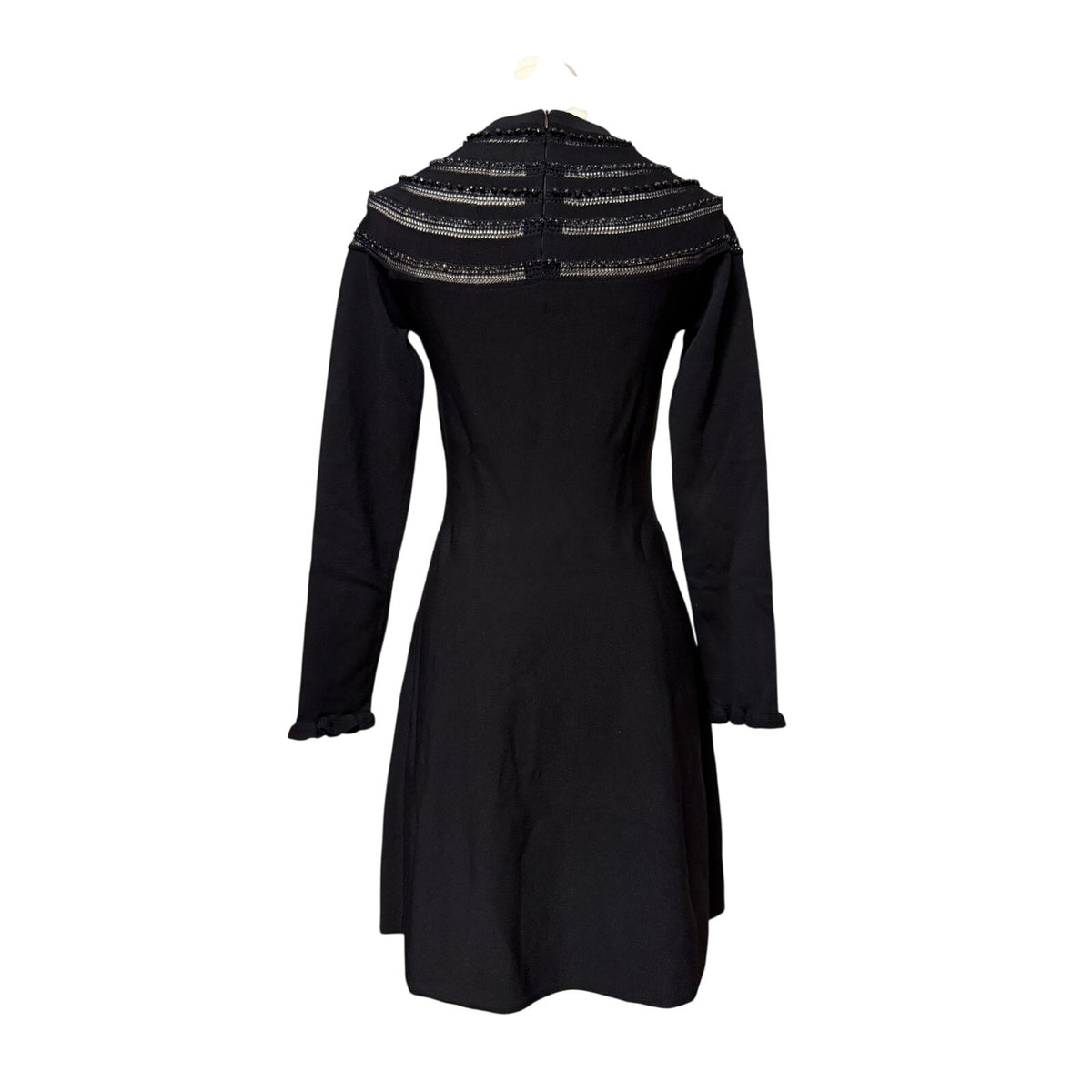 Valentino Black Beaded Fit-and-Flare Dress Size IT 40