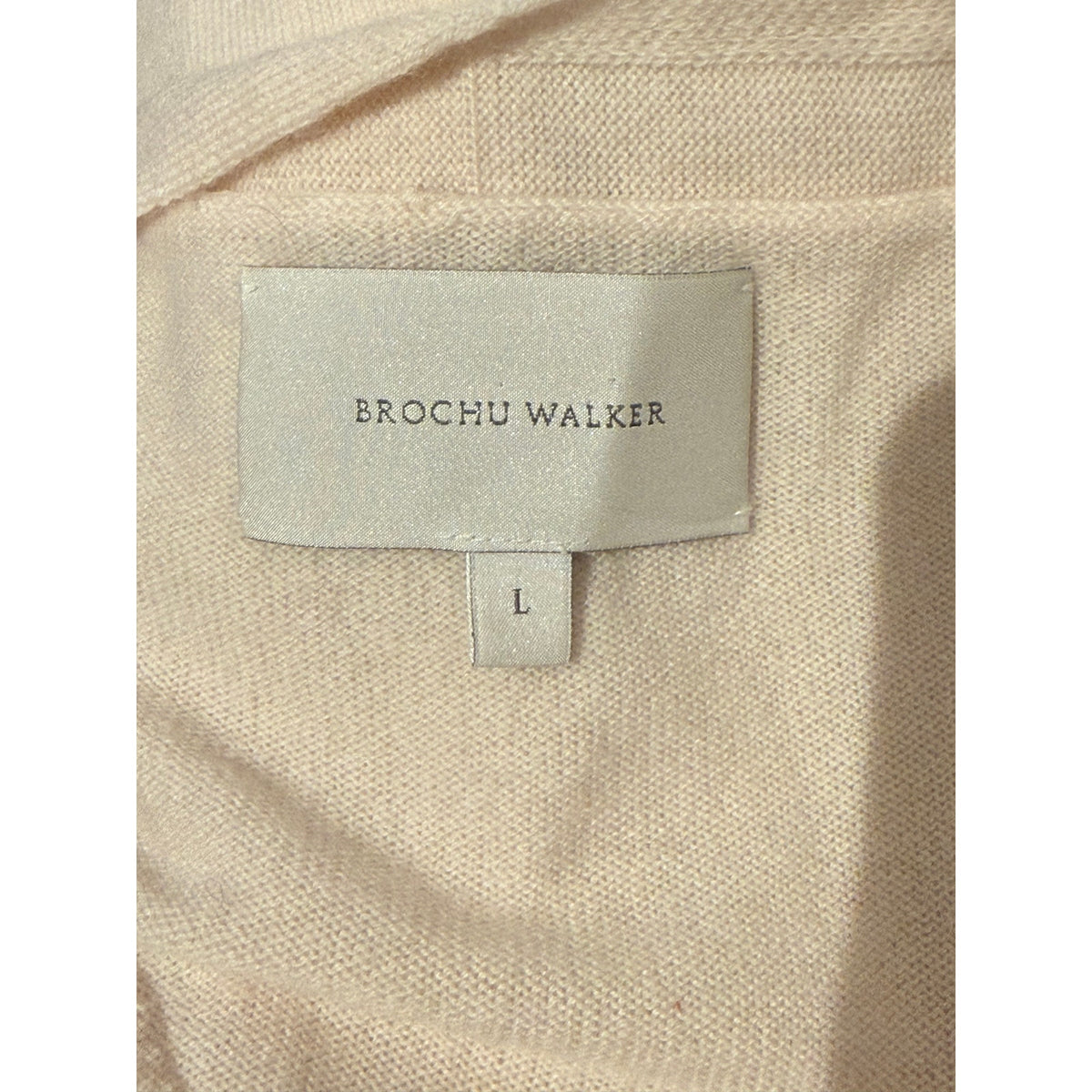 Brochu Walker Wool Cashmere Lace Inset V-Neck Sweater Size L Cream