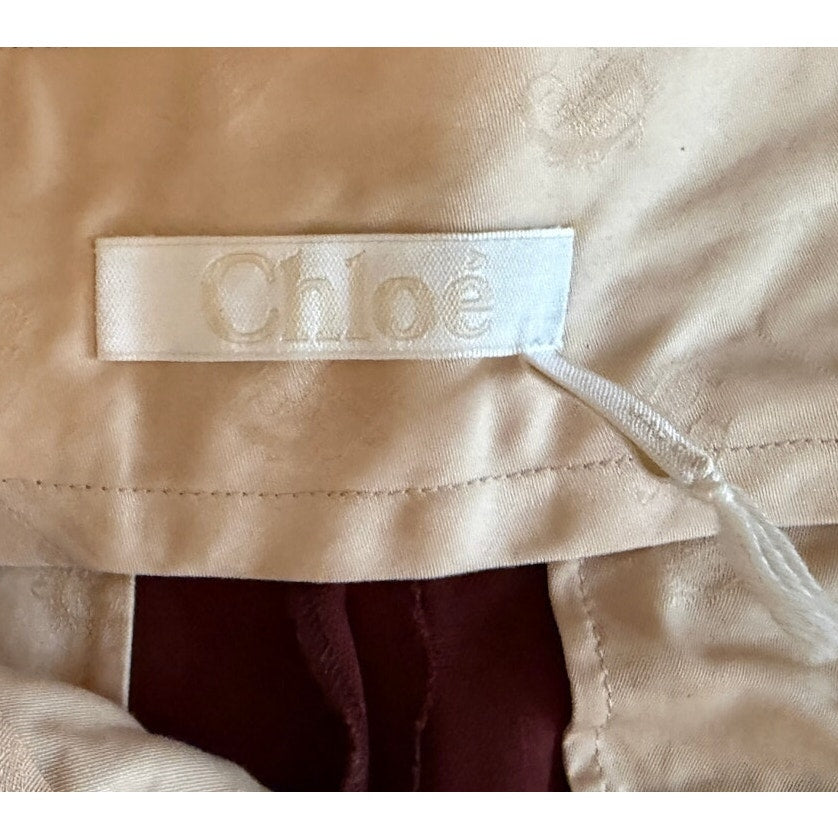 Chloé Burgundy Sailor-Style Wide/Flare-Leg Pants - Size 40