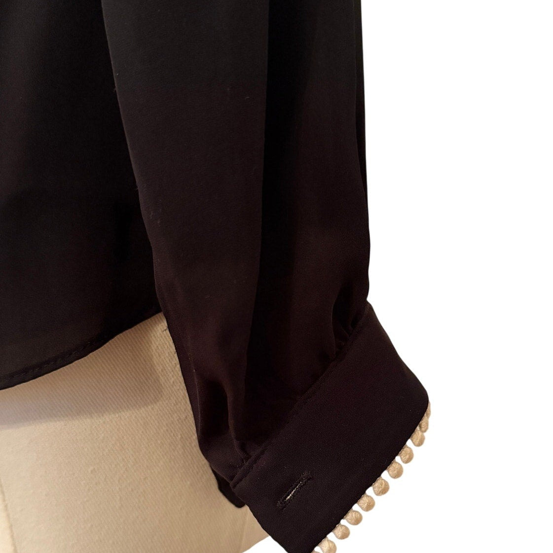 Intermix Black & White Trim Silk Blouse Size 2