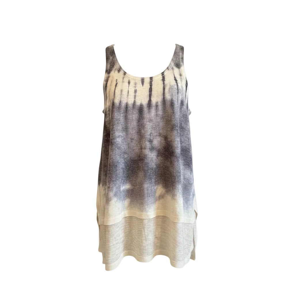 Soprano Blue-Grey Shibori Tie-Dye Tank Top XS
