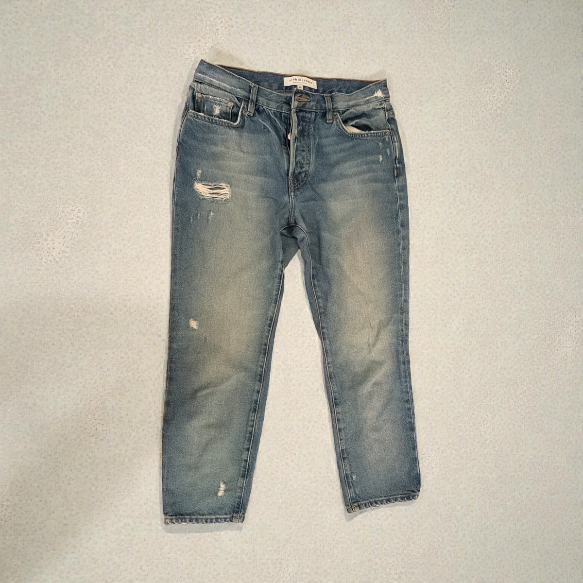 Ei8ht Dreams Los Angeles Blue Ripped Cropped Straight Leg Jeans Size 28