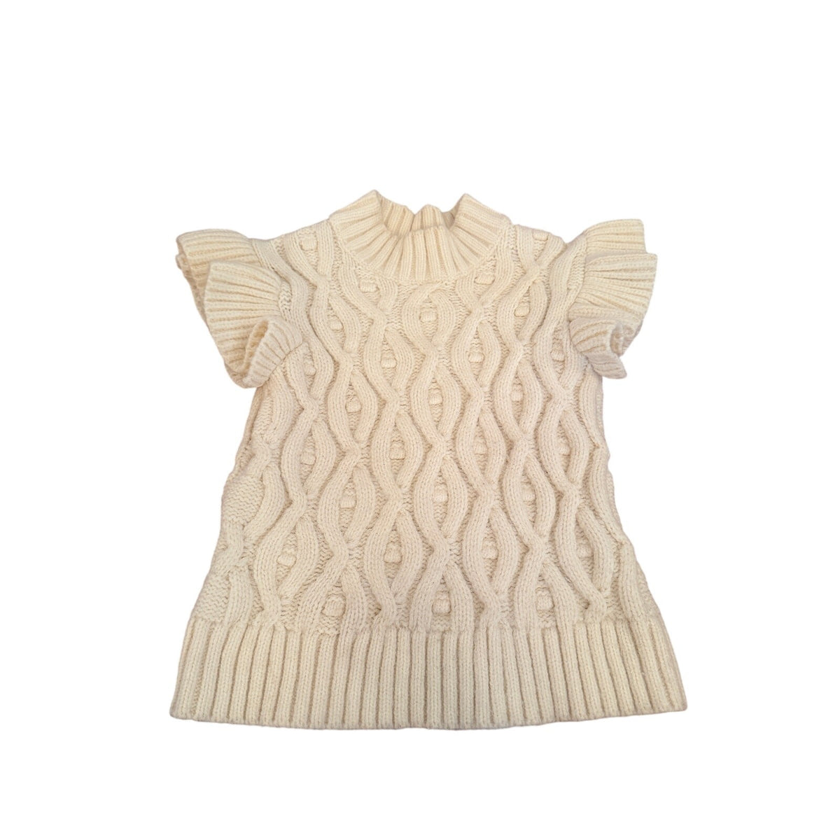 Line & Dot Cream Flutter Shoulder Sleeveless Vest Sweater - Small - Image 2