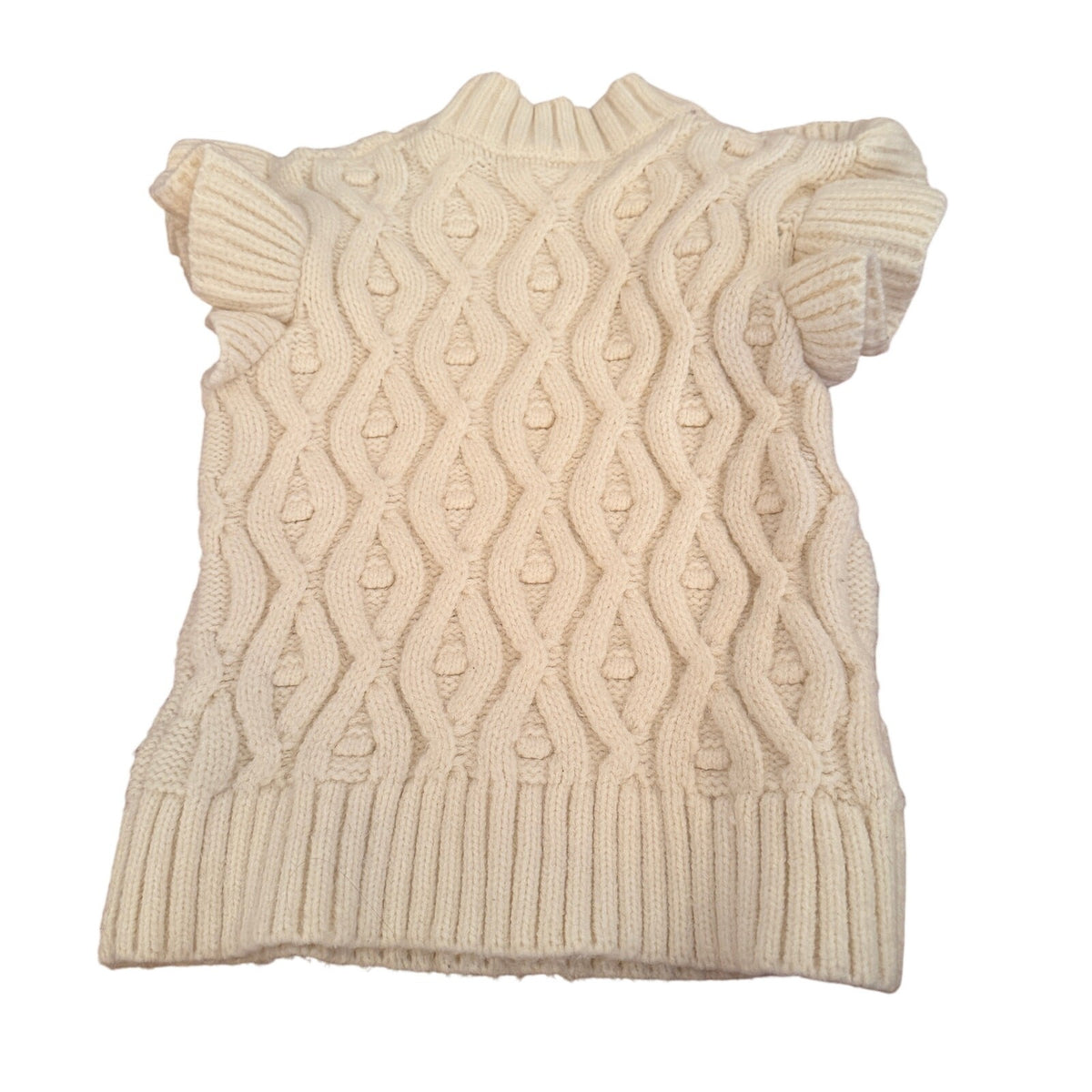 Line & Dot Cream Flutter Shoulder Sleeveless Vest Sweater - Small - Image 3