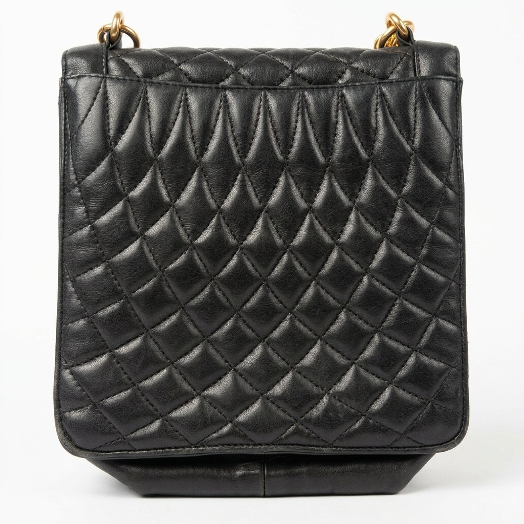 Bally Quilted Black Leather Shoulder Bag Gold-Tone Chain Strap - Image 6