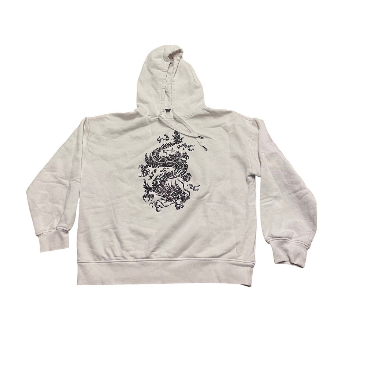 Maje Tragon White Sweatshirt Hoodie w/Embellishments - Medium - Image 2
