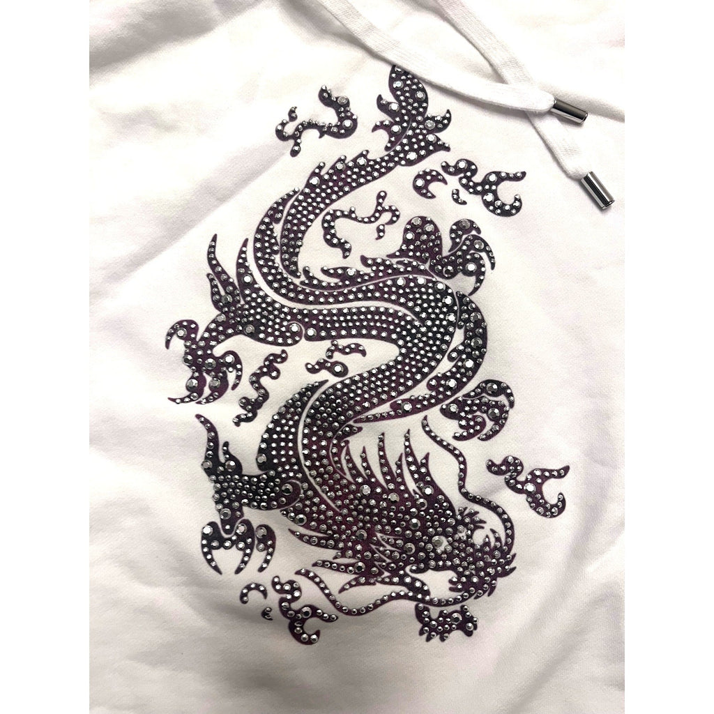 Maje Tragon White Sweatshirt Hoodie w/Embellishments - Medium - Image 4