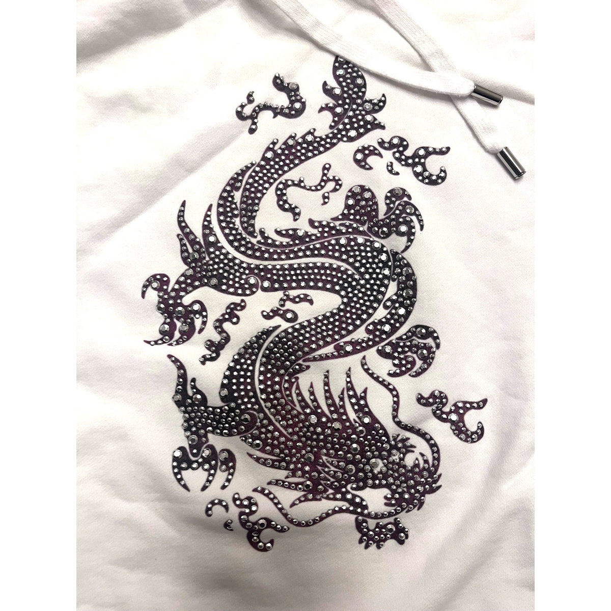 Maje Tragon White Sweatshirt Hoodie w/Embellishments - Medium - Image 4