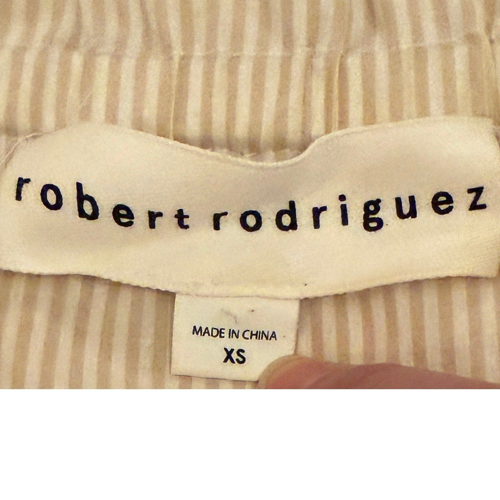 Robert Rodriguez Cotton Beige & White Stripe Tie shoulder Half Sleeves - XS - Image 3