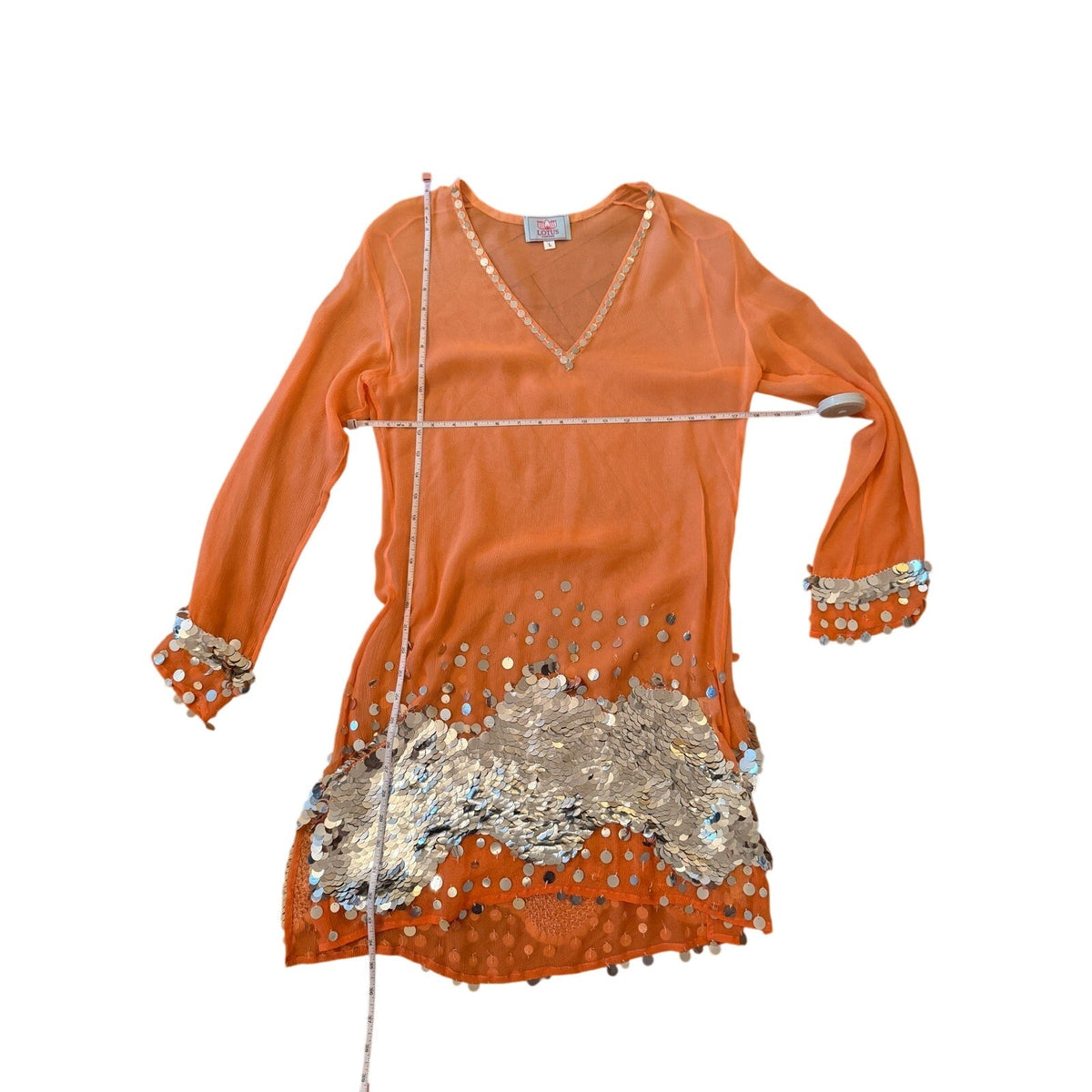 Lotus Swim Peach Coverup w/Silver Pailettes - Large - Image 4