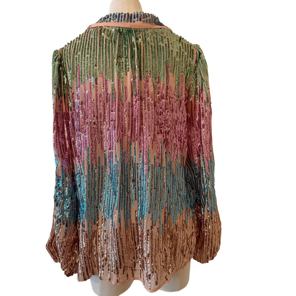 Rixo London Lyla RARE Sequin Rainbow Top w/Collar - NWOT - Medium - Image 4