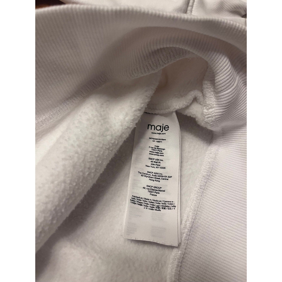 Maje Tragon White Sweatshirt Hoodie w/Embellishments - Medium - Image 7
