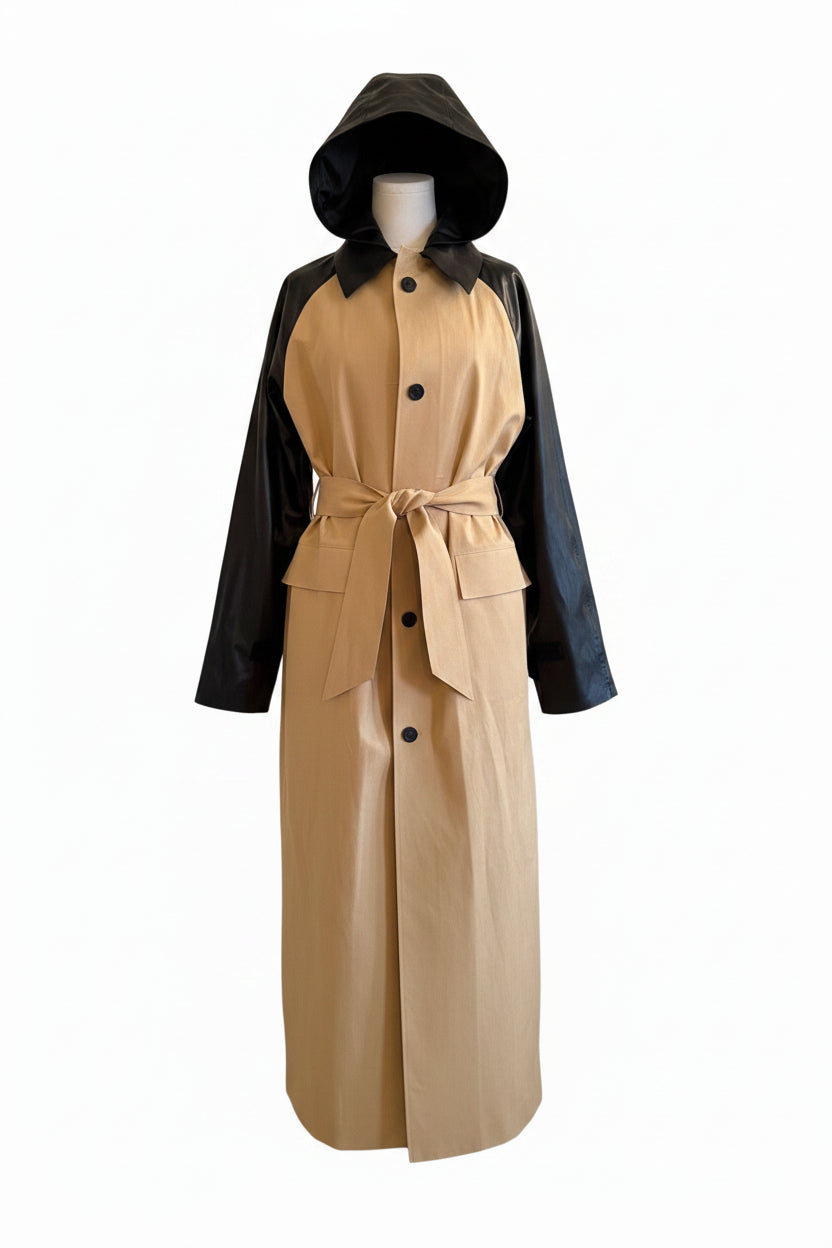 KASSL Editions Original Trench Coat Beige Black Hood M - Image 1
