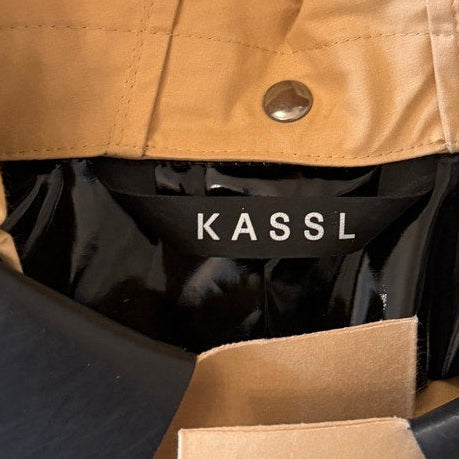 KASSL Editions Original Trench Coat Beige Black Hood M - Image 6