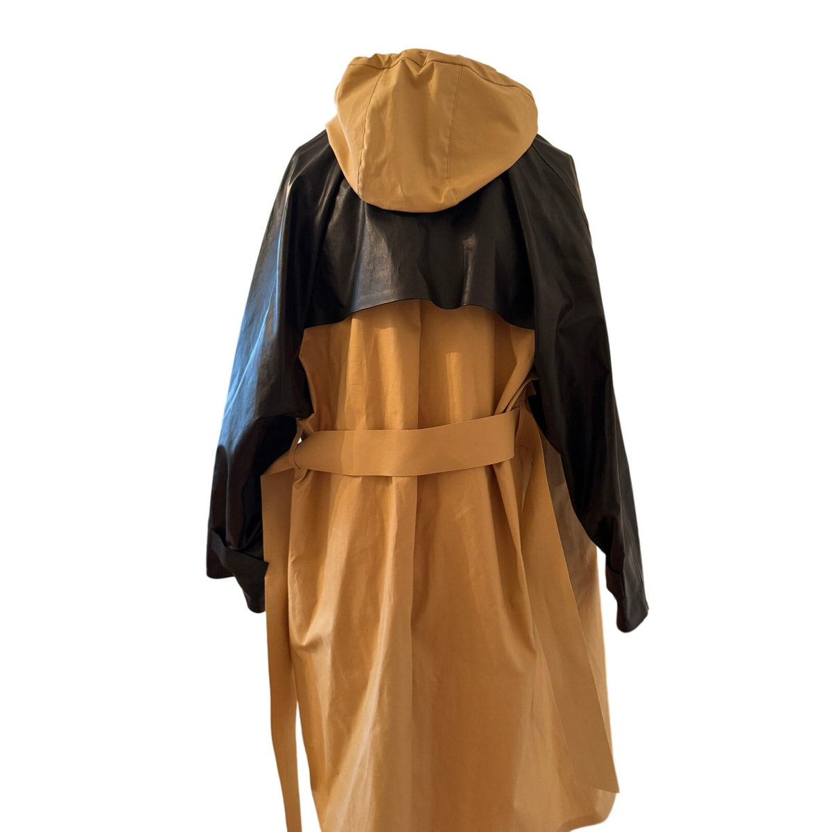 KASSL Editions Original Trench Coat Beige Black Hood M - Image 4