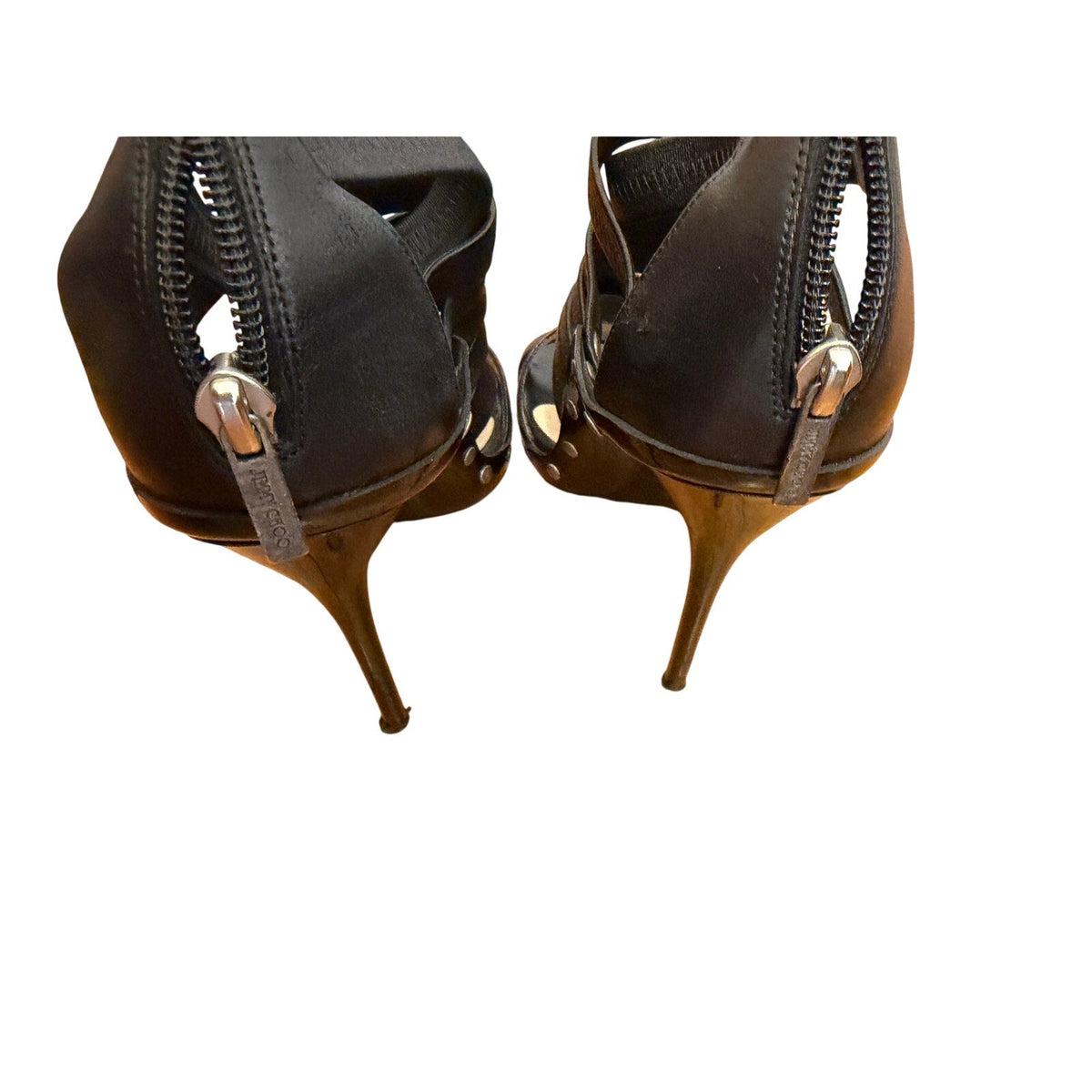 Jimmy Choo Black Studded Multi-Strap Cage Sandal Heels EU 38.5 - Image 6
