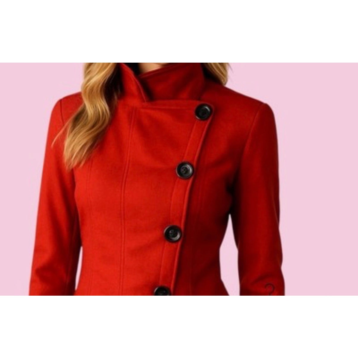 Akris Punto Red Bold Red Pea Coat Wool Angora Jacket US 4 - Image 2
