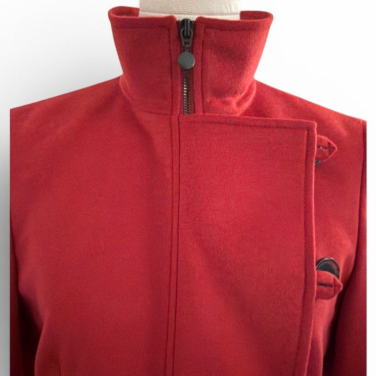 Akris Punto Red Bold Red Pea Coat Wool Angora Jacket US 4 - Image 6