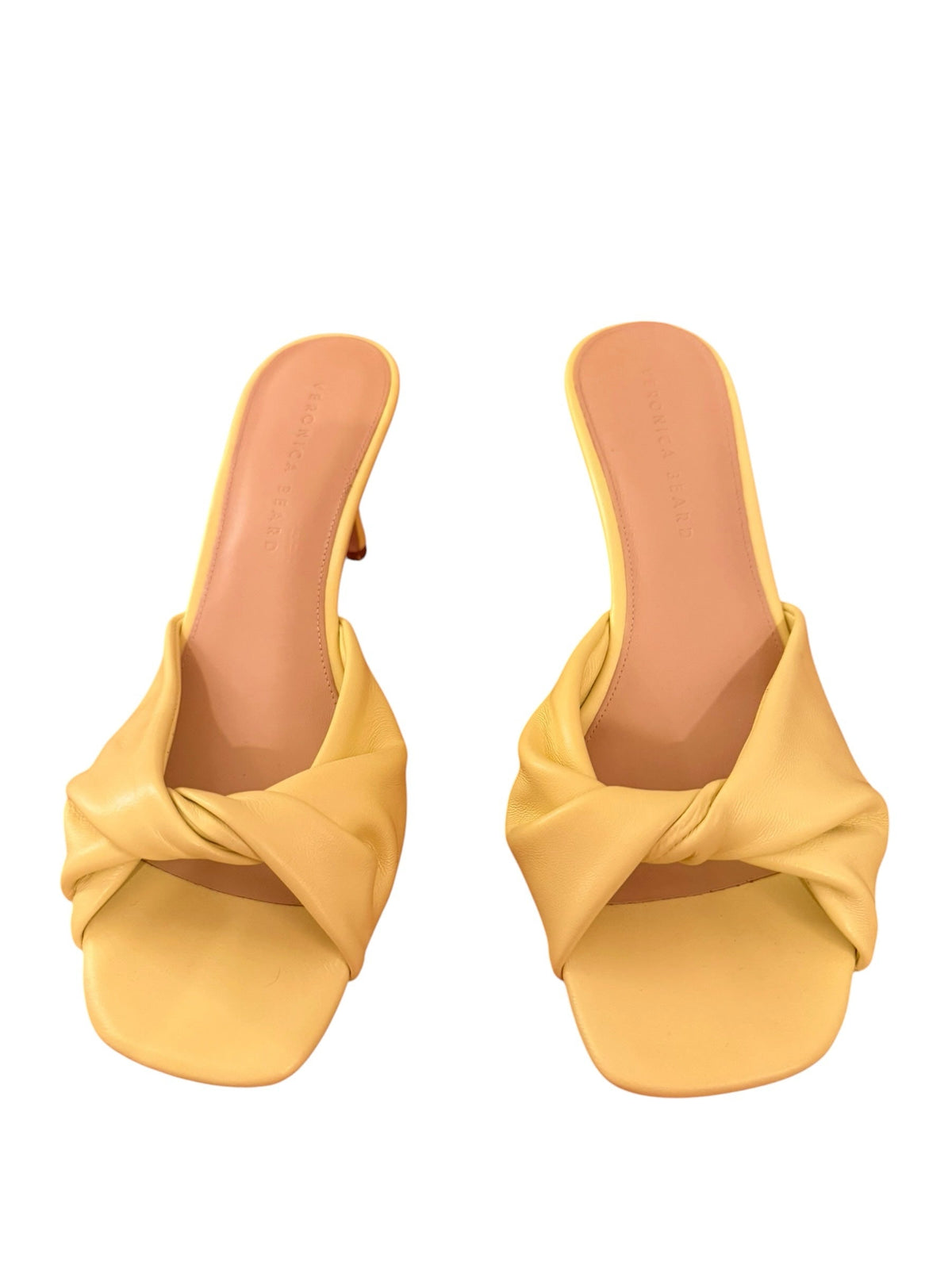 Veronica Beard Misa Yellow Knot-Front Heel Sandal Sz 8