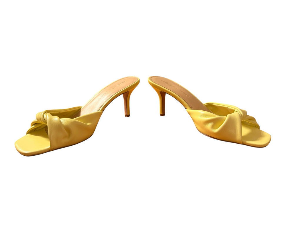 Veronica Beard Misa Yellow Knot-Front Heel Sandal Sz 8