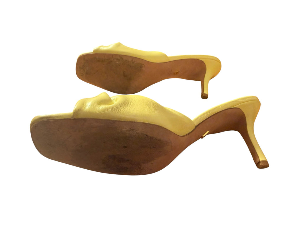 Veronica Beard Misa Yellow Knot-Front Heel Sandal Sz 8