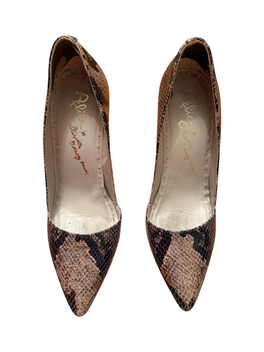 Alice + Olivia Snakeskin Pointed Toe High Heel Pumps Size 39 (US 8) - Image 2