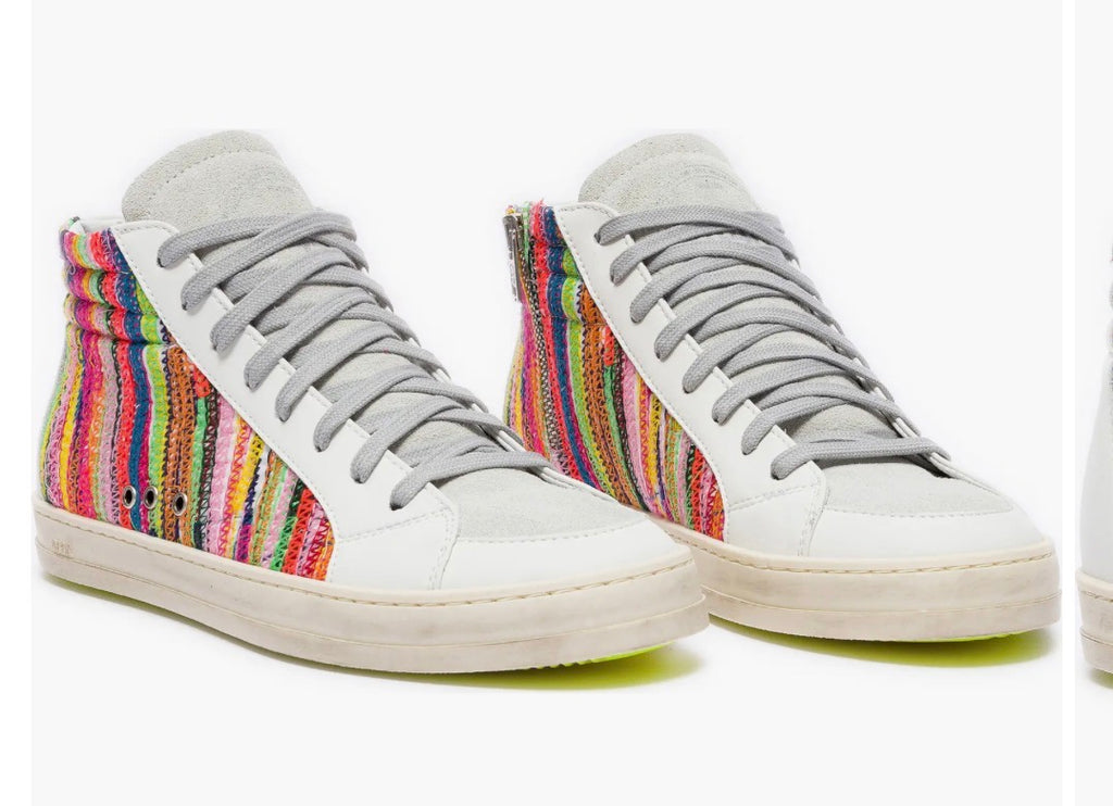 P448 High Top Sneakers Multicolor Leather Suede Side Zipper - EU 39/ US 8 - Image 1