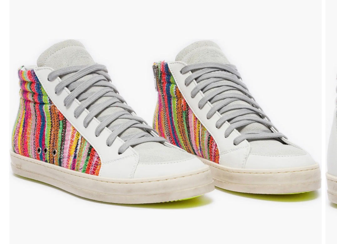 P448 High Top Sneakers Multicolor Leather Suede Side Zipper - EU 39/ US 8 - Image 1