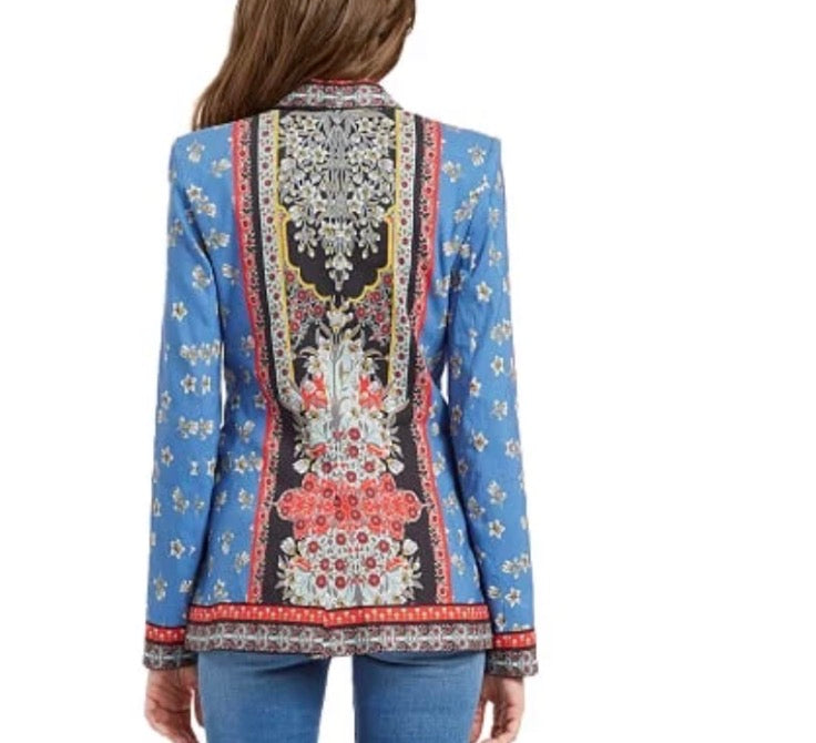 Alice + Olivia Macey floral blazer size 4 multicolor paisley print - Image 4