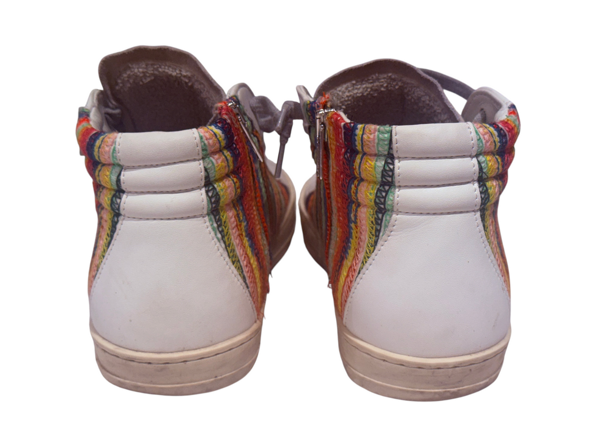P448 High Top Sneakers Multicolor Leather Suede Side Zipper - EU 39/ US 8 - Image 4