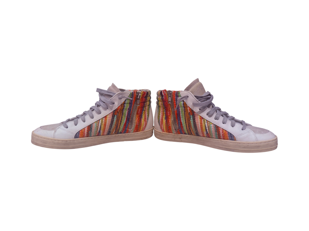 P448 High Top Sneakers Multicolor Leather Suede Side Zipper - EU 39/ US 8 - Image 3