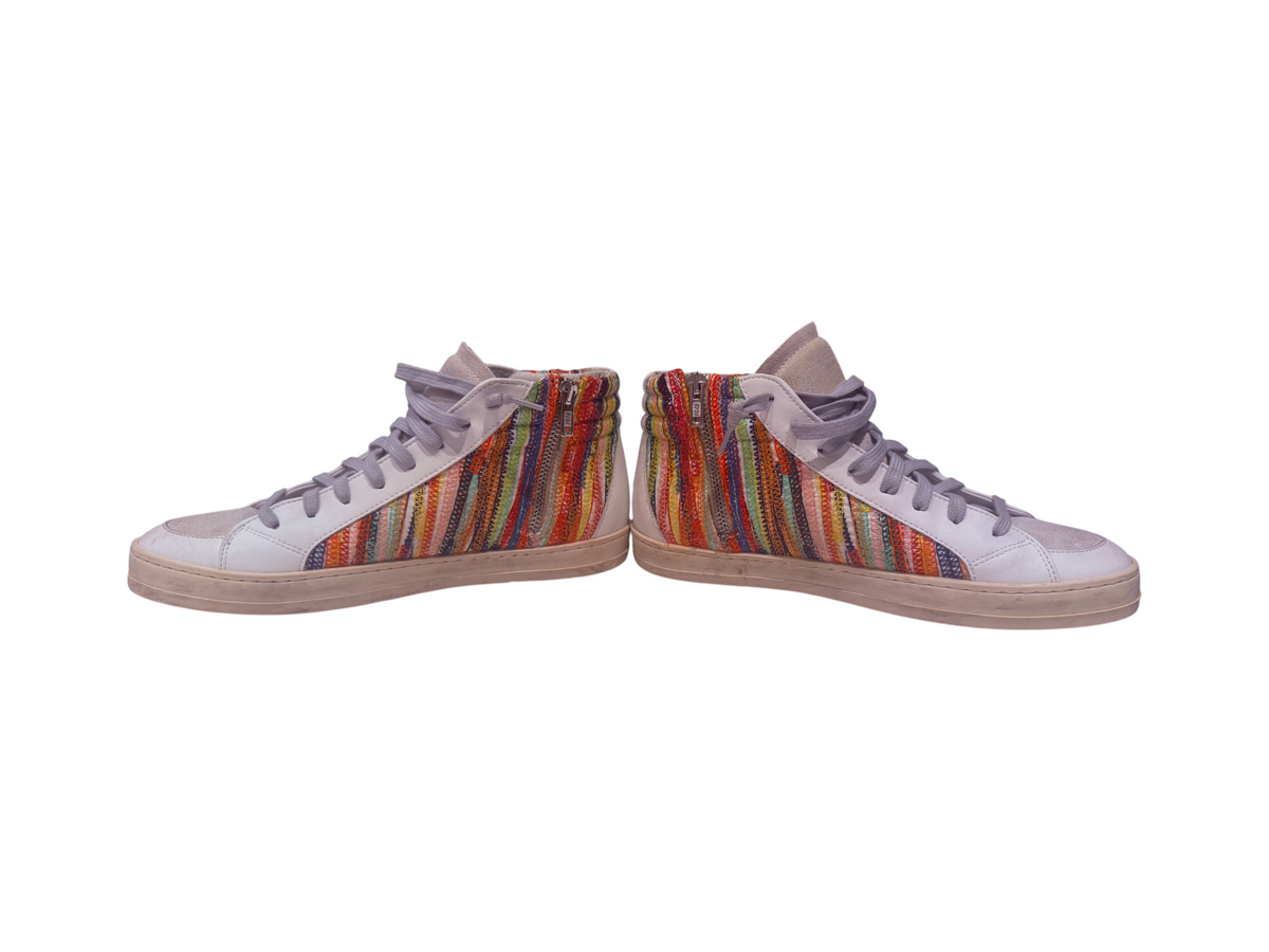 P448 High Top Sneakers Multicolor Leather Suede Side Zipper - EU 39/ US 8 - Image 3