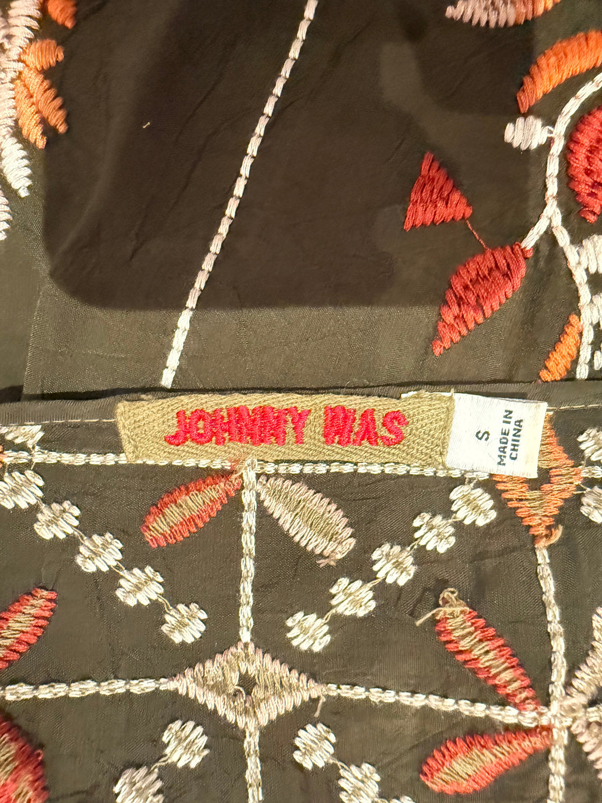 Johnny Was Small Olive Embroidered Cupra Rayon Top - Image 4