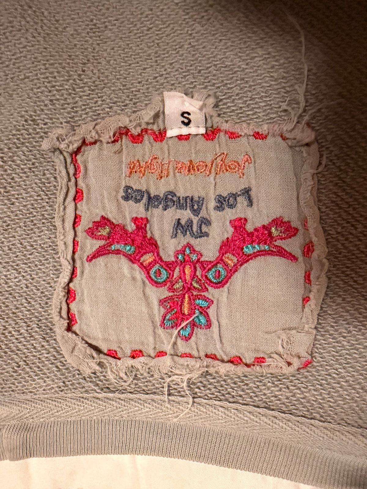Johnny Was Grey Cotton Embroidered Long Sleeve Top - Small - Image 4