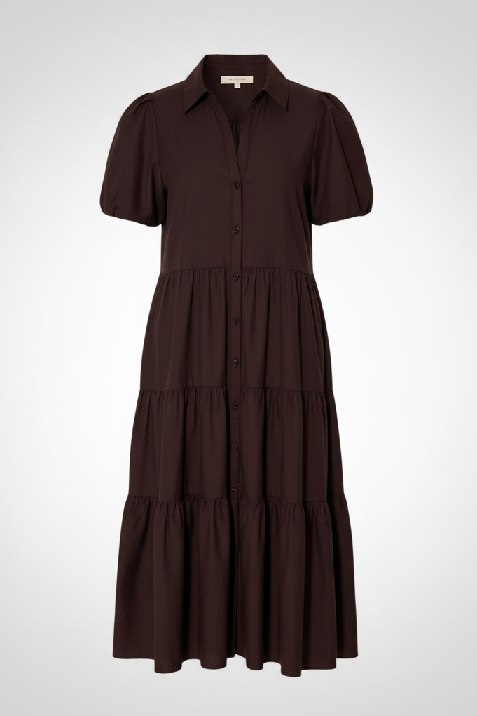Brochu Walker Tiered Button-Front Dress Dark Brown - Medium - Image 1